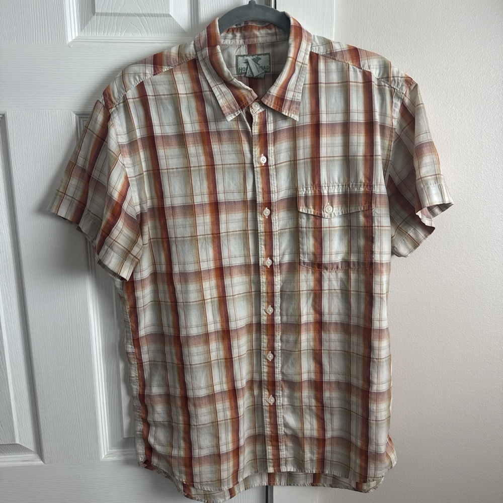 Toad&Co.- Men's Red and Cream, Large, Plaid Shirt